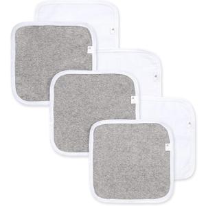 Burt's Bees Baby Infant Washcloths, 100% Organic Cotton, Soft and Super Absorbent Knit Terry Wash Cloth - 6 Pack Set (Heather Grey)