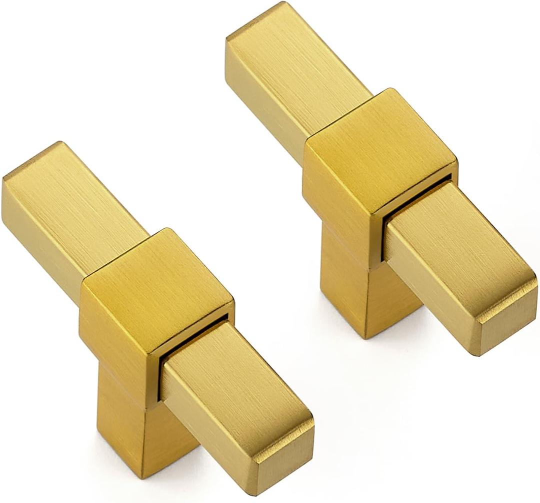 10 Pack Gold Cabinet Knobs 2 Inch - Brushed Brass Drawer Knobs Single Hole Gold Hardware Drawer Pulls for Kitchen Cabinets and Dressers