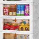 4 Tier Plastic Storage Bins with Lid 23QT, Stackable Storage Containers with Wheels, Folding Boxes, Collapsible Bins, Closet Organizers and for Living Room,Office,Dorm