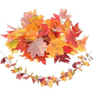 6 PCS Mobestech Artificial Autumn Maple Leaf Garland Vine Realistic Fall Leaves Pendant Decoration for Thanksgiving Indoor Outdoor Wall Hanging Non-wilting Autumn Vine for Home Party Festival