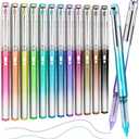 APOGO 12 Colors No Bleed Liquid Ink Pens For Journaling, 0.5mm Fine Point Bible Pens, Quick-Dry and Dispense Ink evenly, Smooth Writing Gel Pens for Bullet Journal and Taking Notes
