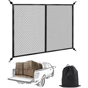 BUMBEE Truck Bed Cargo Net, Highly Elastic Stretchable up to 7ft x 7ft Small Mesh Durable Storage Organizer for Pickup Car Trunk SUV Boat (Single Layer Grid)