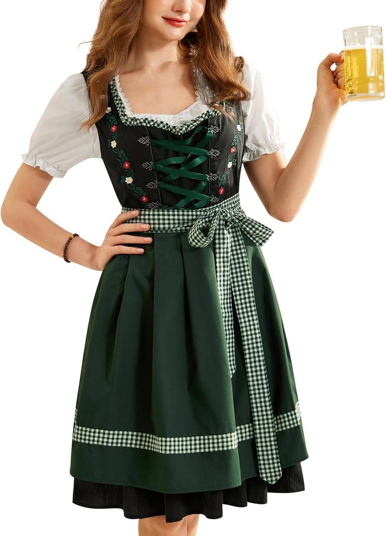 Scarlet Darkness Dirndl Dresses Women Oktoberfest Outfits Bavarian Dress Oktoberfest Waitress Dress Green 3XL