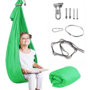 Therapy Swing for Kids with Special Needs (Hardware Included) Sensory Swing Snuggle Swing Indoor Adjustable Aerial Yoga for Children with Autism, ADHD, Aspergers, Sensory Integration (Green) (Gragre)