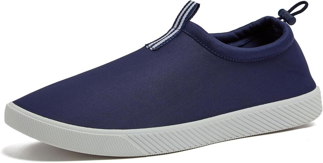 Lands' End Slip On Water Shoes Men, Quick Dry Neoprene Sport Mens Water Shoes for Beach, Pool, or River with Drainage Holes, Navy Blue or Black, S Aqua Swim Shoes for Men (Deep Sea Navy) 7 D