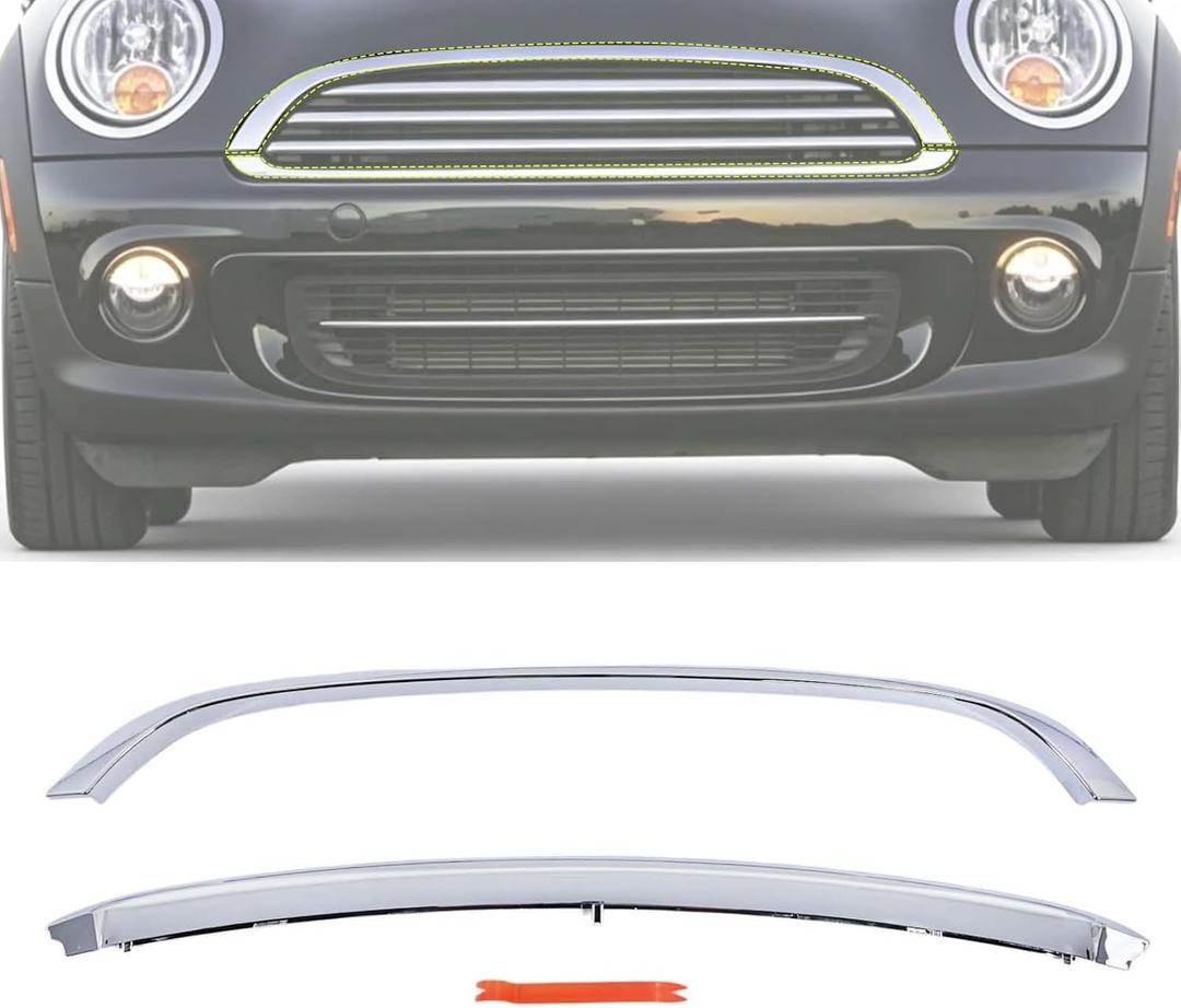 Front Grille Hood Molding Trim Chrome Compatible with Mini Cooper R55 R56 R57 R58 R59 2011-2015 Replace 51112751624 51132751040 not Fit for Mini Cooper S or Honeycomb Grille (Chrome)