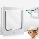 PETLESO Cat Door for Interior Door, Safety Small Pet Door for Interior Exterior Doors Wall with 4 Locks Way, Magnetic Closure Thin Door for Cats Doggie, White
