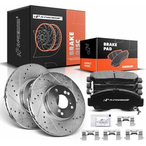 A-Premium 11.81 inch(300 mm) Front Disc Brake Rotors + Ceramic Pads Kit Compatible with Acura and Honda Models - CL 2001-2003, TL 1999-2003/2006-2008, TSX 2004-2010, Accord 2003-2011, 6-Pack