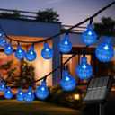 Selarlyt 60 LED Solar String Lights Outdoor Waterproof, 36FT Crystal Globe Lights with 8 Lighting Modes, Solar Powered Light Outdoor for Garden Wedding Party DecorWarm White