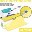 54IN X 320FT Plastic Table Cover Roll with Cutter Box, Cut to Size Plastic Table Cloths for Parties, Birthday, Disposable Tablecloth Roll for All Shape Tables (Light Yellow, 54 Inch X 320 Feet)