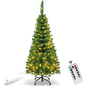 4.5 Ft Small Christmas Tree - 120 LED Lights - 350 Branch Tips Artificial Christmas Tree with Remote Timer - 8 Lighting Modes Xmas Tree for Kids Room Decorations