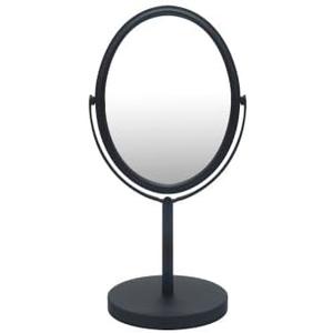 Free Standing Double Sided Tabletop Makeup Metal Vanity Mirror 1X and 3X Magnification, Oval, Swivel Mirror for Desk, Bedroom, Bathroom Matte Black Finish