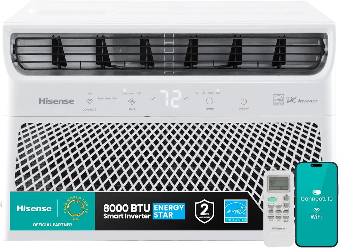 Hisense WCT08W25A Window Air Conditioner, 8,000 BTU, White