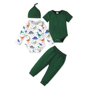 NZRVAWS Newborn Baby Clothes Baby Boy Clothing Set Green Jumpsuit Romper 4 Pieces Bodysuit Fall Summer Spring Coming Home Outfits