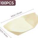100 Pcs Disposable Wooden Sushi Boats 5.51 Inch Natural Biodegradable Snack Trays Pinewood Serving Dishes for Catering Parties and Home Use (14.00X8.00X4.00CM)