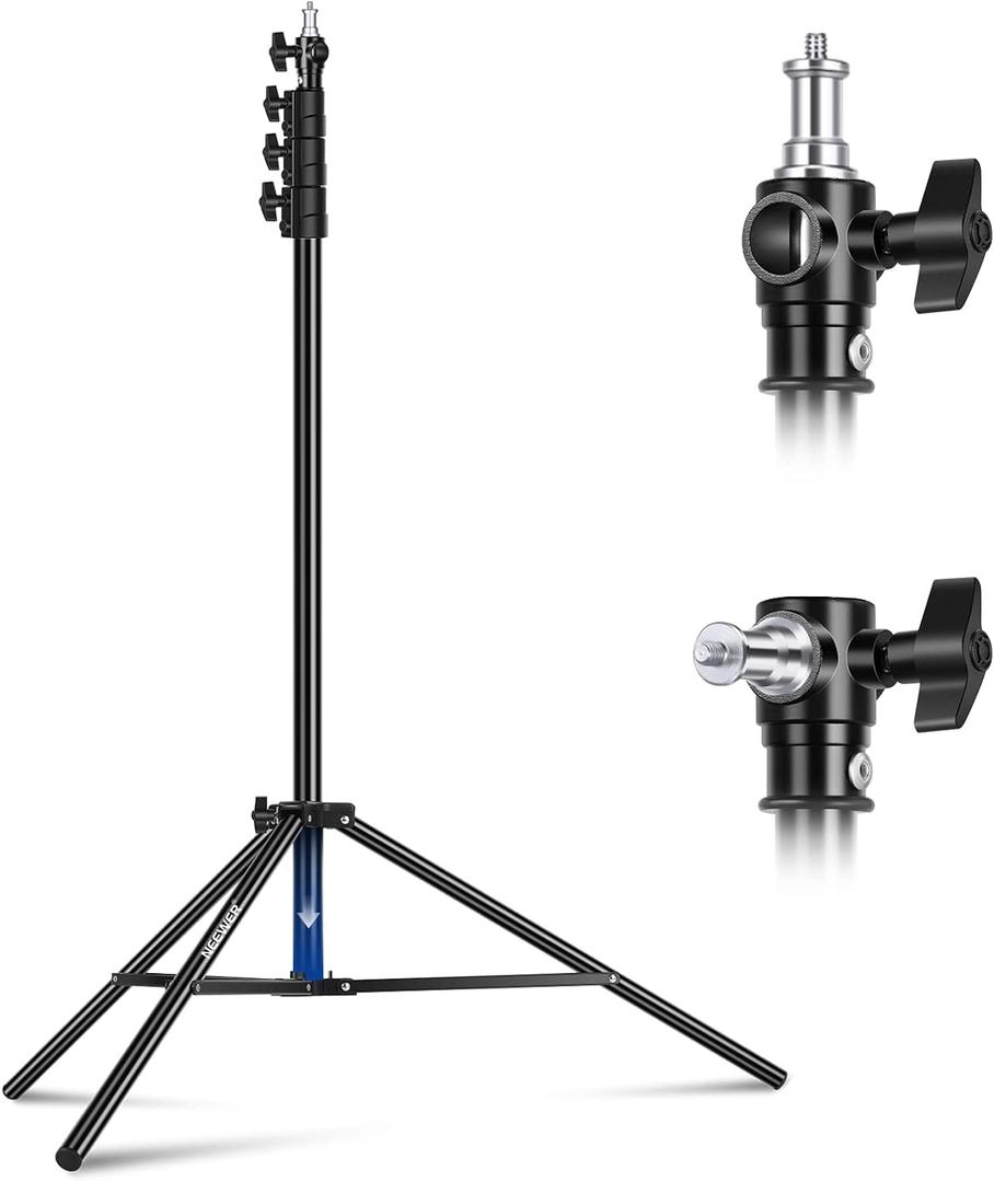 NEEWER 9.8ft/3m Air Cushioned Light Stand, Heavy Duty Metal Photography Tripod Stand with 1/4" to 3/8" Reversible Spigot, 3 Way Mounting Interface & Metal Locking Knobs, Max Load 5.5lb/2.5kg (300cm)