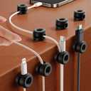 2 x 8Pack Cord Organizer JOYROOM Silicone Cable Clips [1s Side-Snap Lock] Desktop Cable Management, Adhesive Phone Charger Wire Keeper for Nightstand Office Workspaces Desk Organization Home Accessories (Black)