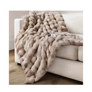 Electric Heated Blanket for Girls & Women, Soft & Luxurious, Faux Rabbit Fur Heating Throw Blankets, 6 Heat Settings, Overheat Protection, Quick Heating, Memory Function, Gift-Ready Design, 50"x60" (Tie-dyed Light Taupe)