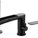 TapLong Waterfall Roman Tub Faucet with Hand Shower, Widespread Deck Mount Bathtub Faucet with Sprayer, Single-Handle 3-Holes Bathtub Shower Faucet Set in Matte Black, 03119B