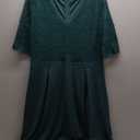 Women's V Neck Lace Vintage Formal Bridesmaid Wedding Long Dress (XX-Large, Dark Green)