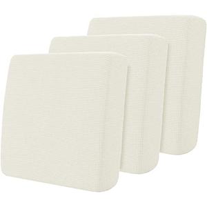 Hokway Stretch Couch Cushion Slipcovers Reversible Cushion Replacement Slipcovers Sofa Cushion Covers (Cream White, 3)