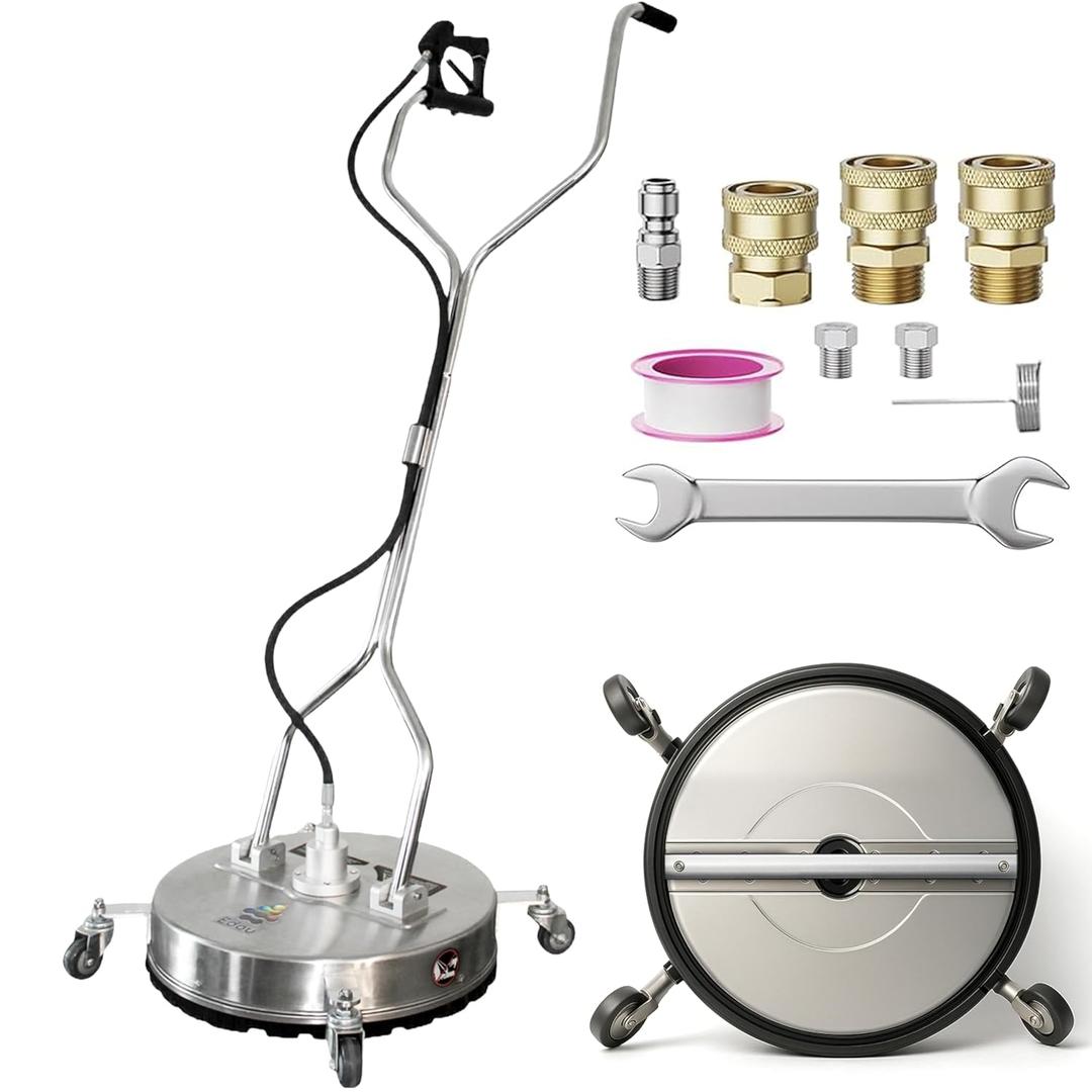 EDOU Dual 24" Pressure Washer Surface Cleaner - Surface Cleaner with Wheels - Heavy Duty Composite, 4,500 PSI Max Working Pressure - Includes 3/8 Inch Quick Connector Kit and Teflon Tape