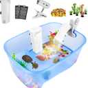 Rypet Baby Turtle Aquarium Tank Starter/ Accessories Kit - Reptile Terrariums Tortoise Habitat with UV Basking Light Lamp, Water Filter, Rocks, Small Plants for Frog Hermit Crab (Blue+pump Light)