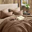 Geniospin Brown Queen Comforter Set - 7 Pieces Comforter Queen Size, Solid Bedding Set for All Season, Textured Bed in a Bag with Sheets