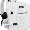 LHI Military Tactical Backpack for Men and Women 45L Army 3 Days Assault Pack Bag Large Rucksack with Molle System - White (2.1 White(white Zipper))