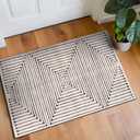 Rugshop Marbella Bohemian Stripes Washable Non Slip Area Rug 2' x 3' Beige