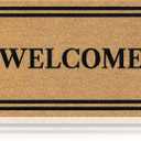 Natural Coir Door Mat, Minimal Shedding, Heavy Duty Non-Slip Welcome Mat for Front Door, Outside Entrance, Porch & Entryway (17x29, Welcome 6)