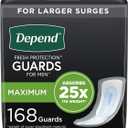 Depend Men's Incontinence Guards - Maximum Absorbency - 168 Count