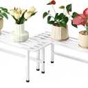Dipion 2 Pack Metal Plant Stand Outdoor Plant Shelf Indoor,1 Tier Heavy Duty Plant Stands for Multiple Plants,26" L x 10.12" H x 8.75" W,White