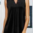 KISSMODA Tank Tops for Women Summer Sleeveless V Neck T Shirts Business Casual Outfits Flowy Tunic Oversized Clothes (Black, XXL)