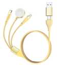 Travlel 3 in 2 Multi Charging Cable For Apple Watch Charger Fast Charging For iWatch Charger Nylon Braid USB C/A Compatible with iWatch Ultra/Series 10/9/8/7/6/SE2/5/4/3/2 & iPhone 16/15/14/Galaxy-2FT (Yellow)
