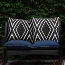 Adabana Outdoor Waterproof Throw Pillow Covers Set of 2 Boho Geometric Pillows Cover for Patio Garden 20 x 20 Inch Black and White