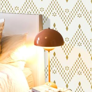 Rhombus Wallpaper Geometric Wallpaper Peel and Stick Wallpaper 17.3x197Decorative Shelf Drawer Liner Roll Waterproof (Gold and white)
