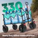 Sekey 220L Wagons Carts Foldable with Big All-Terrian Beach Wheels, Collapsible Heavy DutyWagon with Cup Holders, Extra Large Folding Wagon,Foldable Wagon for Camping, Garden, Sports.Blue&Gray