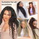 Flufymooz Ponytail Extension, 26 Inch Bohemian Style Drawstring Hair Extensions for Women, Long Curly Wavy Synthetic Hairpiece Women (26 Honey Blonde with Highlights)