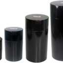 Tightvac Nested Set of 4 Vacuum Sealed Dry Goods Storage Containers, 4 Sizes: 24-Ounce, 12-Ounce, 6-Ounce, 3-Ounce, Solid Black Body/Black Cap