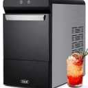 Gevi V2.0 Countertop Gemi Nugget Ice Maker | Self-Cleaning Pellet Ice Machine | Open and Pour Water Refill | Stainless Steel Housing | Fit Under Wall Cabinet | Black (17.3"D x 9.7"W x 16.7"H)