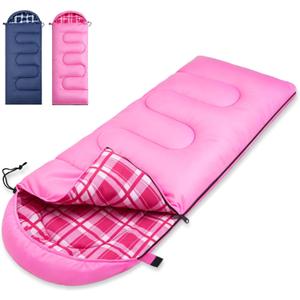Uniqwamer 0 Degree Cotton Flannel Sleeping Bag for Adults Kids - 4 Seasons Cold & Warm Weather Lightweight Waterproof Camping Sleeping Bags for Traveling Hiking Camping, 86.6" x 31.5"