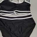BMJL Women's High Waisted Bikini Sets Sporty Two Piece Swimsuits Color Block Cheeky High Cut Bathing Suits Size M