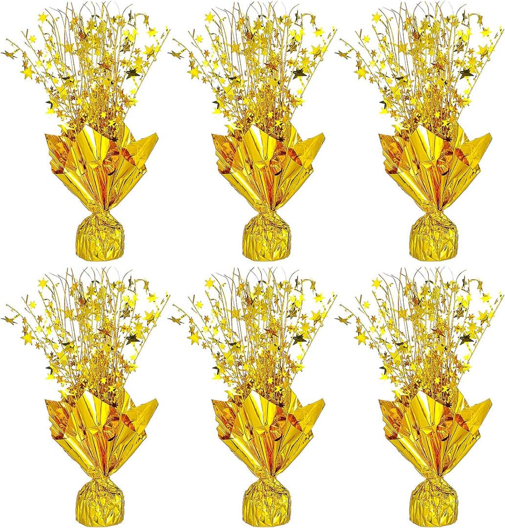 6 Pack Metallic Foil Spray Centerpiece Star,Gold Table Centerpieces for Party Birthday Wedding Anniversary Graduation Holiday Supplies Decor