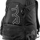 Alliance Backpack TYR Wet/Dry Athletic Gym and Pool Bag for Men and Women - Separate Wet/Dry Compartments, 45L Capacity, Ergonomic, Water-Resistant (Black/Black)