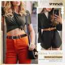 VONMELLI 2 Pack Women's Leather Belts for Jeans Dresses Fashion Gold Buckle Ladies Belt (M: Fit Waist Size 31-36 Inches, A-black+brown)