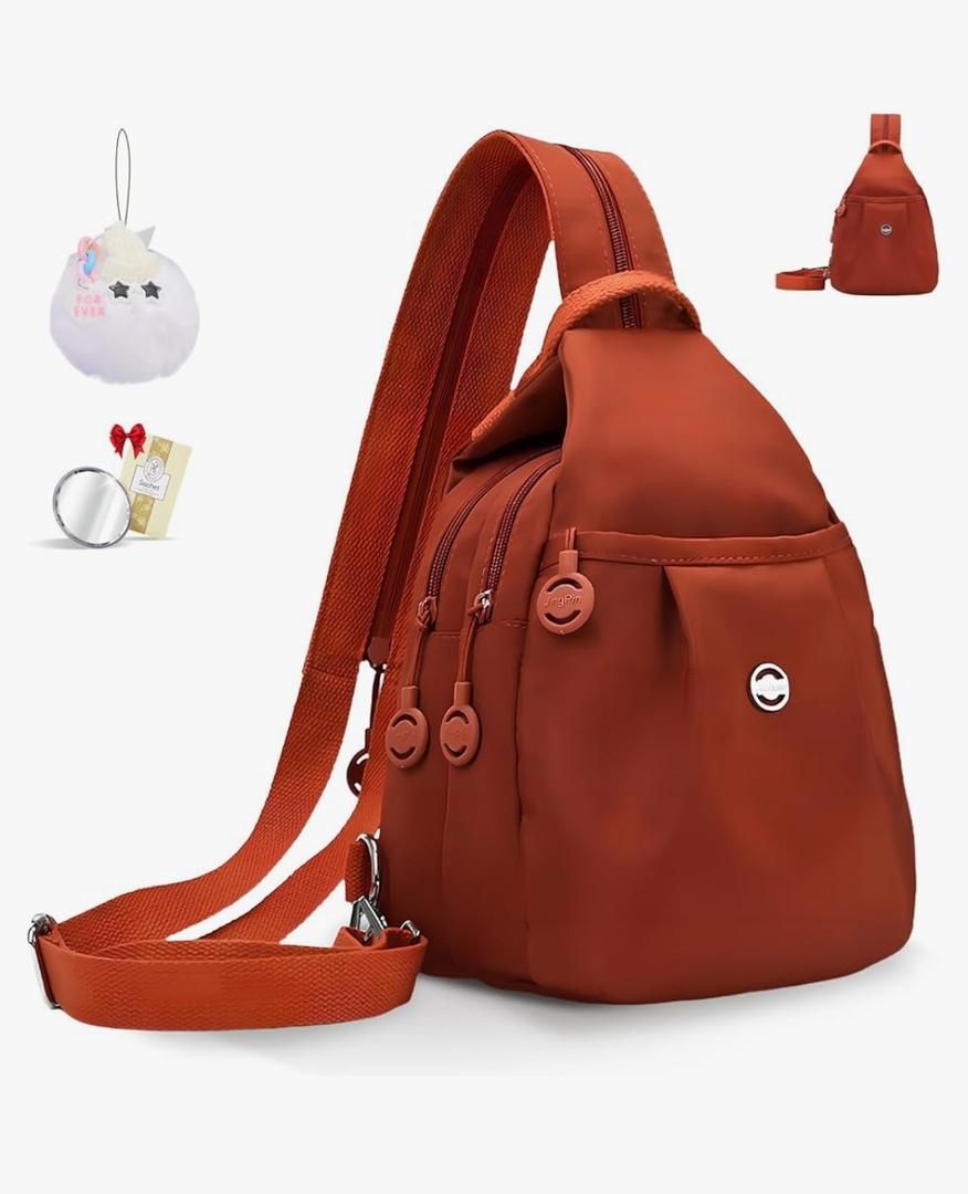 Waterproof 2-Way Mini Commuter Bag, Multi-Compartment Oxford Small Backpack, For Women, Collegeman, Commuter, Travel with Anti-Theft,Three in One Multifunctional Convertible Design (Orange)