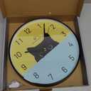 Lafocuse 12 Inch Silent Cat Wall Clock Battery Operated, Black Cat Clock Analog for Girls Room, Cute Animal Clock for Kids Bedroom