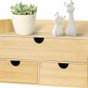 Bamboo Desk Organizer, Desktop Organizer with 3 Drawer, Tabletop Storage Organization Box for Bills, Countertop, Home Office Supplies