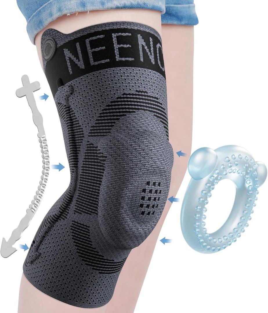 NEENCA Kids Knee Brace Sleeve, Youth Knee Compression Sleeve for Children - Boys & Girls. Child Knee Support with Patella Gel Pad & Side Stabilizers for Knee Pain, Sports, Outdoor - FSA/HSA Approved (Large, Black - Single)